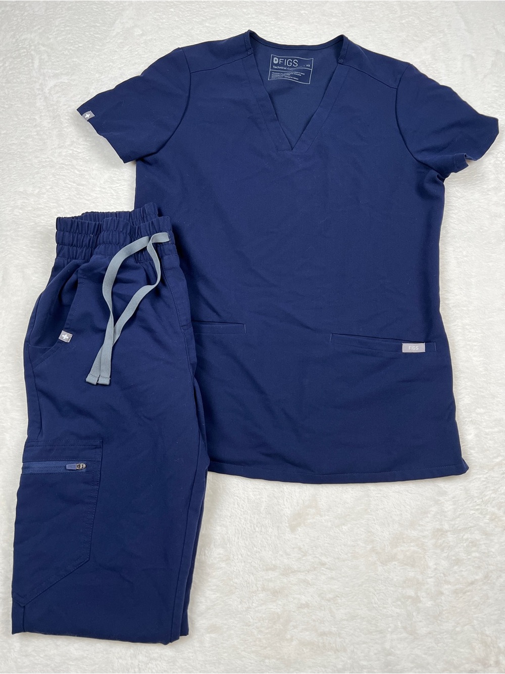 FIGS Navy Scrub Set Casma Top XS Zamora Joggers XXS Limited Waistband